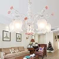 Lustre Plafonnier En Fer Forgé Avec Roses Et Feuilles - Lumière Chaude Rouge Et Or - Arterameferro