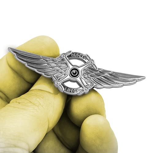 BL4-018 Full Size Silver UAS FAA Commercial Drone Pilot Wings pin