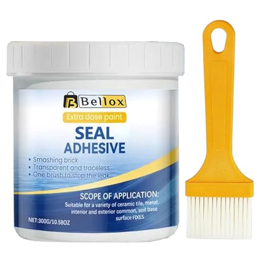 Image of Crack seal Glue 300g with Brush, Waterproof Glue for Roof Leakage Crack Seal Water Leakage Agent, Epoxy Roof leakage Waterproofing Coating Sealant Protection Outdoor Bathroom Wall Tile Window(1 PACK)