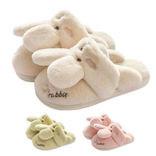Cute Fuzzy Slippers Rabbit Women Memory Foam Fluffy Winter House Shoes Indoor and Outdoor