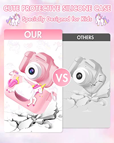 Kids Selfie Camera For Girls, Christmas Unicorns Gifts For Girls Age 3-9, Hd Digital Camera For Toddler With Video, Portable Birthday Toy For 3 4 5 6 7 8 Year Old Girl With 32Gb Sd Card Pink #TOP4