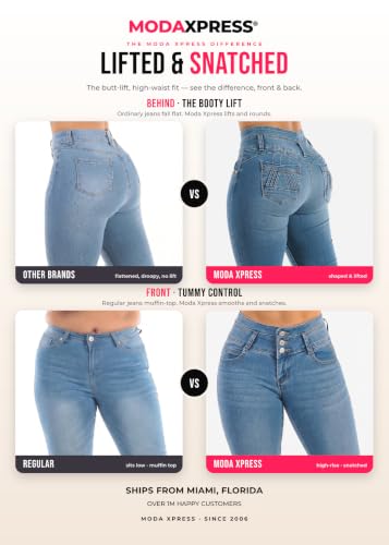 Image of Moda Xpress Women's Butt Lifting High Waisted Bootcut Jeans - Stretchy, Comfortable Flare Jeans in Junior Size Vintage Style