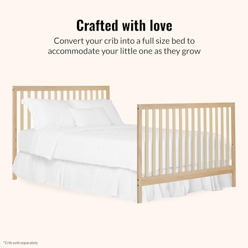 Image of Dream On Me Universal Crib to Full Size Bed Conversion Kit, Solid Wood Bed Rails for Select Convertible Cribs, Strong & Stable Support, Natural