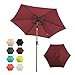 PATIOROMA 7.5 Feet Outdoor Patio Umbrella with Push-button Tilt and Crank, 6 Ribs, Polyester Canopy, Burgundy