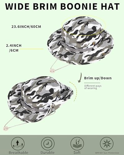 Sun Hats for Men Women Bucket Hat UPF 50+ Boonie Hat Foldable UV Protection Hiking Beach Fishing Summer Safari