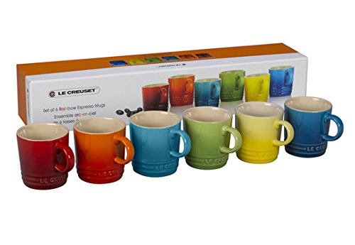 Le Creuset Pg8056Hb-01Mc Stoneware Espresso Mugs, Set Of 6, Rainbow Assortment Color #TOP7