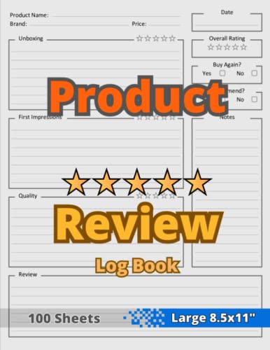 Product Review Log Book: 8.5x11" - Product Testing Journal - Prod...