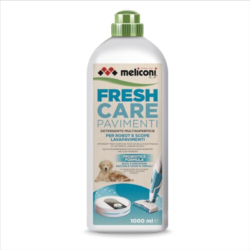 Meliconi FRESH CARE, Detergente Lavapavimenti Naturale ed Ecologico per Robot e Scope Elettriche, Formula Probiotica Anti-Odore per Cani e Gatti, Efficace su Tutte le Superfici