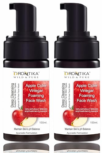 Image of Drontika Wild & Pure Apple Cider Vinegar Foaming Face Wash - 100% Natural Cleanser for Acne, Oil Control & Pore Detox - Gentle, Sulfate-Free Formula - 300ml