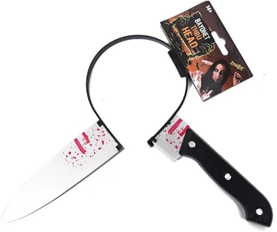 AIYTAILY Knife Headband Bloody Cleaver Headband Bloody Horror Props Funny Accessory Halloween Cosplay Fruit Knife Black