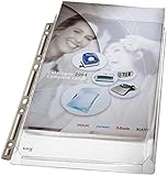 Lieferumfang: 1 x 3 Leitz Maxi Prospekthüllen in A4 Format, Kapazität für 200 Blatt, Dehnbare Falz, 0,17 mm PVC-Weichfolie, 40563003