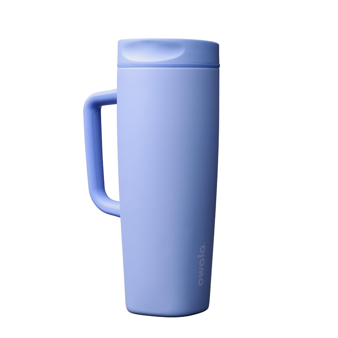 Owala SmoothSip Slider Stainless Steel Insulated Travel Mug with Handle, 100% Leak Proof, For Hot and Cold Drinks, Travel Friendly with Sliding Lock Lid, 24 oz, BPA Free, Leak Proof, Out of the Blue