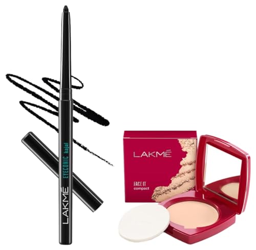 Image of LAKME Eyeconic Matte Kajal Pencil & Face It Compact, Black