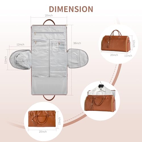 Garment Bag for Travel, 2 in 1 Carry On Duffle Bag with Shoe Pouch, Convertible Foldable Hanging Suitcase Dress Suit Business Travel Bags2