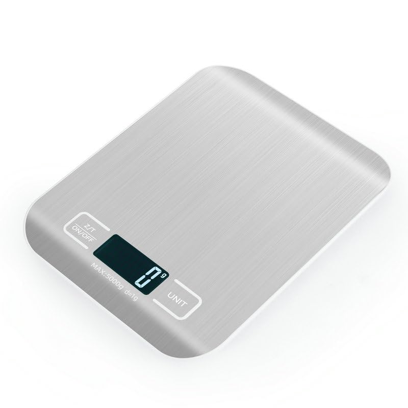 Báscula for alimentos, báscula de cocina digital, acero inoxidable, peso en gramos y onzas for hornear, cocinar y preparar comidas, pantalla LCD, hogar,Báscula de precisión(Sliver,10kg(max))