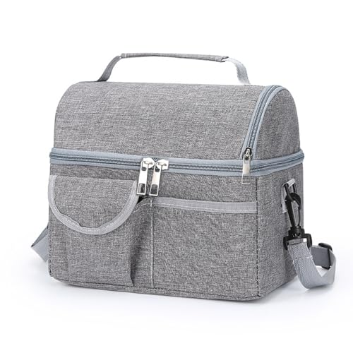 Fuutuu Bolsa aislante de doble capa, bolsa de aislamiento de alimentos, bolsa de almuerzo Company Home (gris)