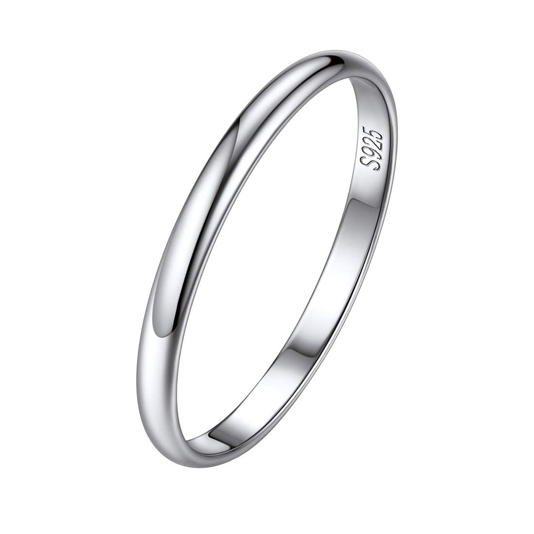 ChicSilver 2/3/5mm 925 Sterling Silver Ring Customizable Plain Dome High Polished/Sandblast Finish/Multi-Faceted Wedding Band Comfort Fit Size 4-12 (with Gift Box)
