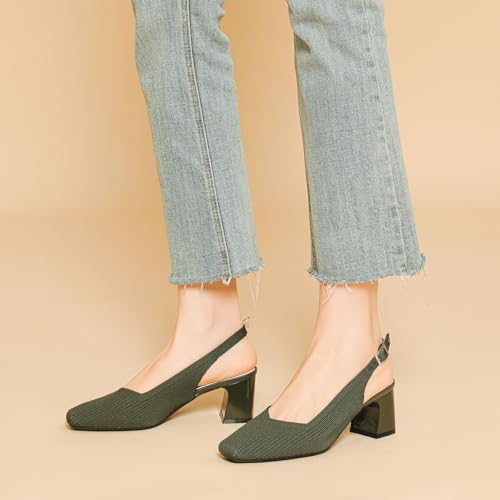 Slingback Heels for Women Closed Square Toe Pumps Block Heel Party Dress Shoes4