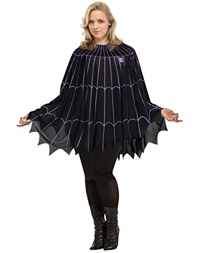 Fun World Women's Spider Web Poncho Plus Size Costume Black/Purple, Multi, Standard