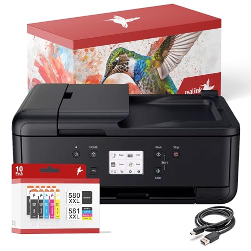 realink Bundle TR7650 Multifunktionsgerät (Drucker, Scanner, Kopierer) mit 10 XXL Druckerpatronen