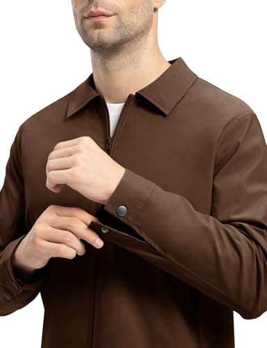 Image of TBMPOY Mens Lightweight Jackets Light Windbreaker Full Zip Casual Work Jacket Golf Business Fall Track Coat with Pockets