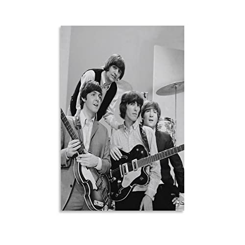 LORGL Poster décoratif sur toile The Beatles Black & White Art – Impression moderne pour chambre à coucher – 60 x 90 cm - Les Beatles, Paul McCartney, John Lennon, RIngo Starr, George Harrison LORGL Poster décoratif sur toile The Beatles Black & White Art - Impression moderne pour chambre à coucher - 60 x 90 cm