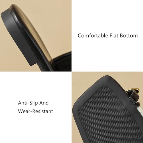 Lymphvity Women's Ring Toe Metal Flat Sandals Summer Slip-on Square Open Toe Non-Slip Beach Flats Slippers4