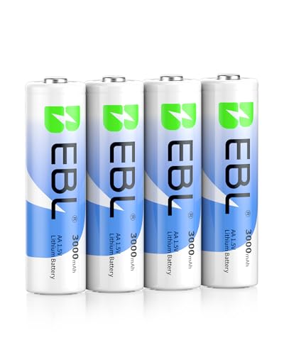 EBL Lithium Batteries AA 4 Pack, 3000mAh 1.5V Non-Rechargeable High Performance AA Lithium Batteries...