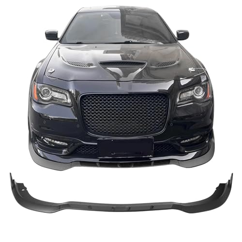 IKON MOTORSPORTS Front Bumper Lip, Compatible with 2015-2023 Chrysler 300, SRT Style Matte Black ABS Injection Add-on Air Dam Chin Spoiler Protector Splitter 3PCS