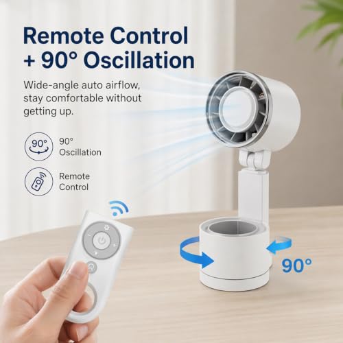 Ventilateur de camping portable oscillant 12000mAh avec lampe LED et télécommande - 5