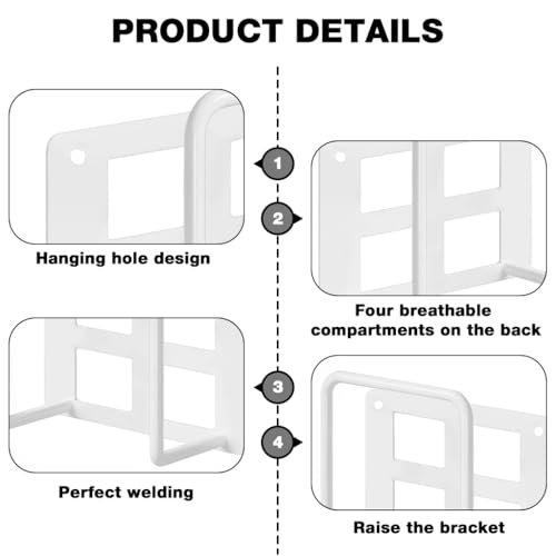 Image of HASTHIP WiFi Router Stand Wall Mounted Metal WiFi Holder Without Drilling | White Wire Wall Wifi Holder Organizer, Router Stand Without Drill, Ideal for Home, Office, 15x6x10cm