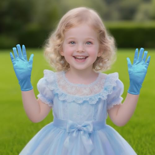 Short Satin Princess Gloves Little Girls Fancy Stretch Satin Dress Gloves for Birthday Wedding Costume Party4