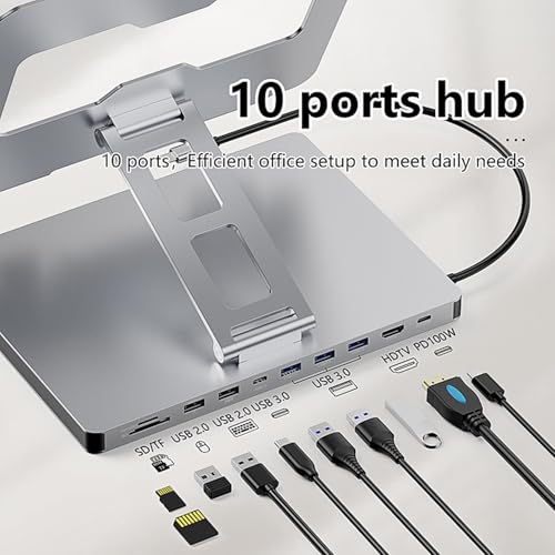 Hub USB C 4K 60Hz avec support notebook stable et recharge rapide PD 100W - 7