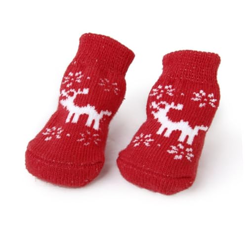 COLLBATH Cute Christmas Dog Socks Small s Cotton Material Reindeer Design Pet Shoes
