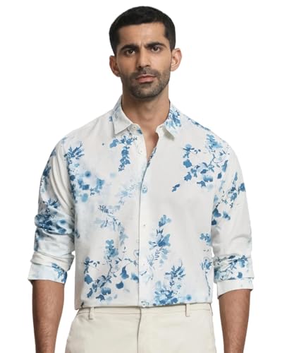 Image of MUFTI Off White Floral Slim Fit Shirt