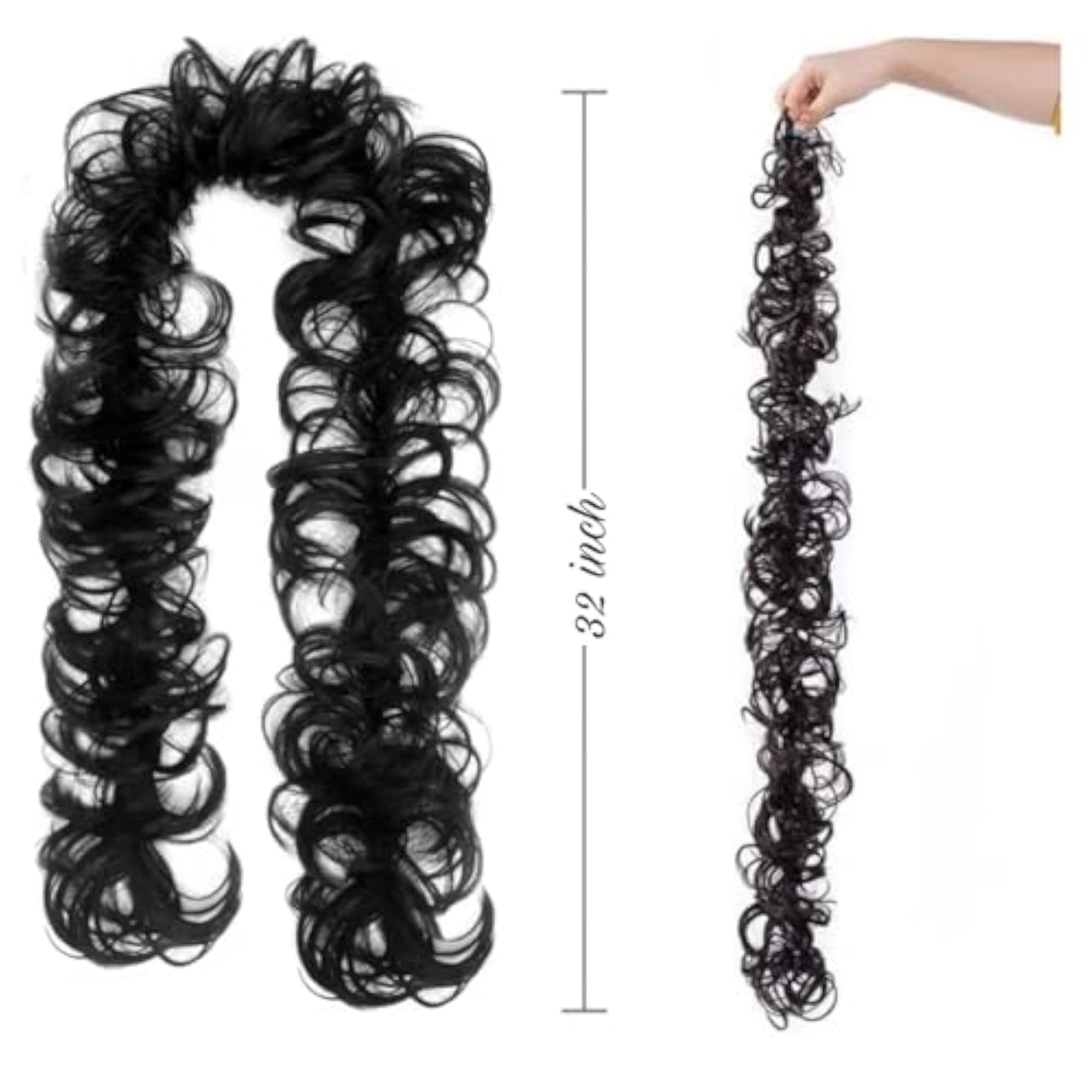 Messy Hair Frill Extension, Black