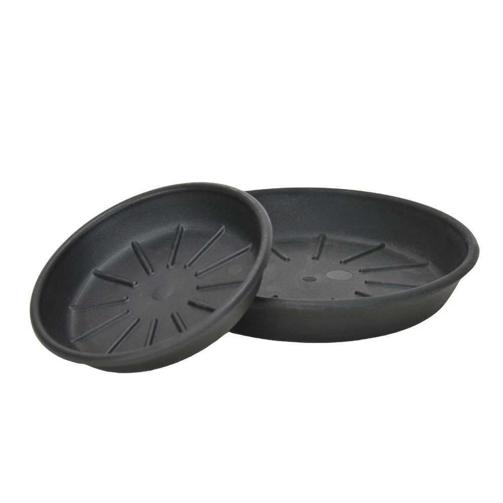 Lot de 10 pots de fleurs en plastique avec soucoupes - 180 x 165 mm - Moderne - Mat - Pour intérieur et extérieur - Décoration de jardin - Noir