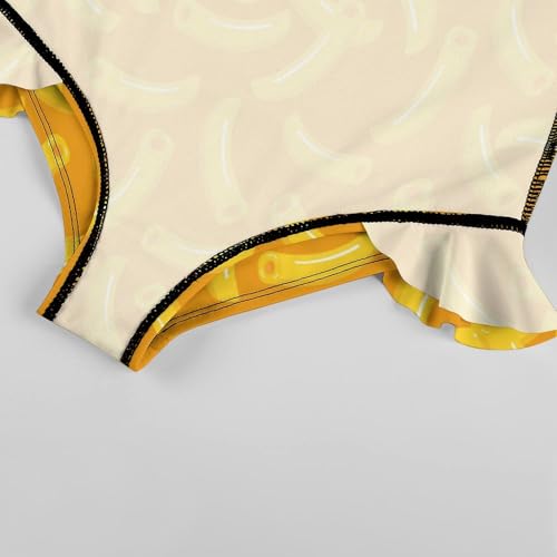 Image of Girls One Piece Swimsuit Macaroni Cheese Pasta Food Ruffles Swimwear Bathing Suits 3-12 Years