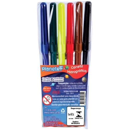 Caneta Hidrográfica, Planeta T, Estojo com 6 Cores