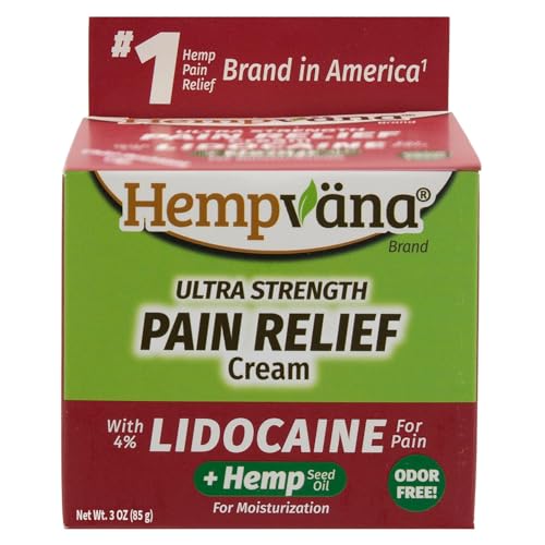 Image of Hempvana Cream, Ultra Strength Lidocaine Relief of Sore Muscles, AS SEEN ON TV, Achy Knees, and More. Odor-Free & Enriched with Hemp Seed Oil