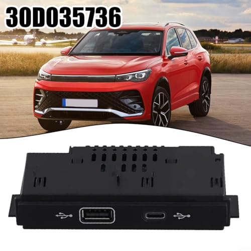 Puerto USB frontal con carga rápida PD para Tiguan Mk2, adaptador ABS negro 4