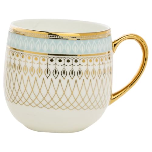 Image of Clay Craft Fine Ceramic Tea & Coffee Cups Set of 6| 200 Ml Designer Cups with Gold Handle & Elegant Pattern | Ideal for Home| Guests & Gifting