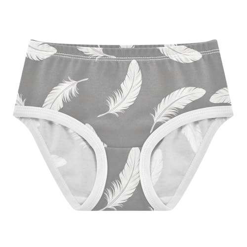 White Feathers Gray Black Girls Underwear Toddlers 2t Cotton Girl Panties Cute Fun Print Kids Briefs Undies