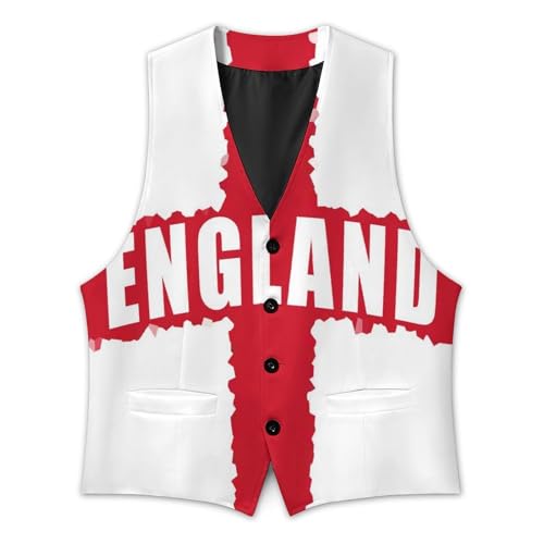 England Flag Casual Suit Vest for Men Formal Business Dress Regular Fit Waistcoat Tuxedo2