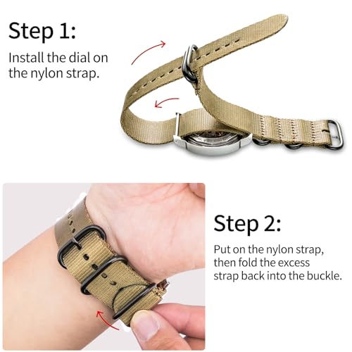 Ritche Christmas Gift 18mm 20mm 22mm 24mm Military Ballistic Nylon Strap With Black Heavy Buckle Watch Band (Glossy Buckle), White Elephant Gifts, Stocking Stuffers for Men