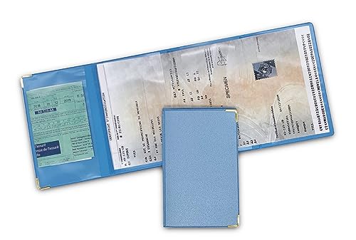 nemau - Porte Carte Grise 4 Volets en Gomme expansée Effet métallisé – Fabriqué en France – Étui Documents Véhicule, Assurance & Permis –...