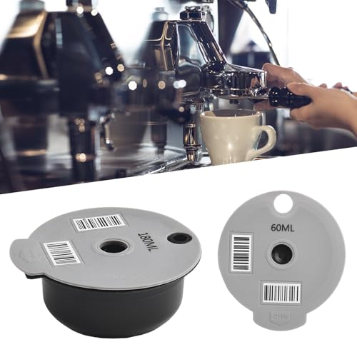 Kivivaka Cápsula de café recargable para Tassimo, taza reutilizable con tapas de silicona de 60 ml y 180 ml, incluye cuchara de limpieza y cepillo