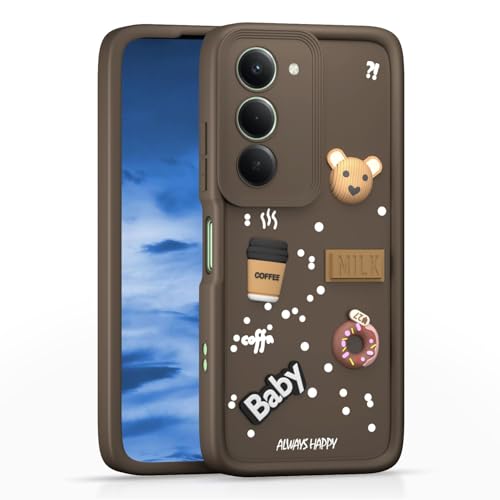 Image of Bintage Ball Bear| Donut| Milk Cake| Baby| Coffee Rubber Case Full Body & Camera Protection Back Cover Compatible for Realme P4 Lite 5G - Brown