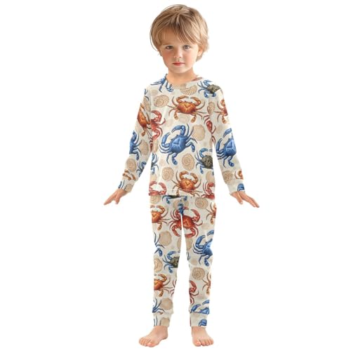 Pajama Sets Long Sleeve Marine Life Colorful Crabs Soft Comfy Sleepwear 2 Piece PJS 3-8T2