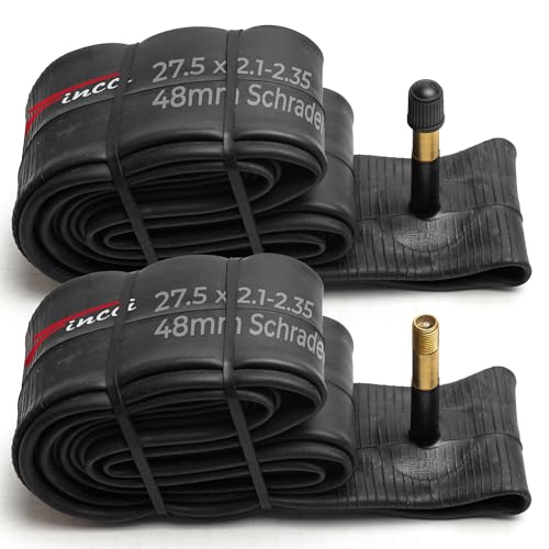 Fincci Cámara Bicicleta 27’5 - Par Cámaras de Aire 27,5 x 2.1-2.35 Pulgadas - Válvula Schrader 48mm para Bicicleta MTB, Montaña Hibrido Carretera Bici - Paquete de 2 componentes Ciclismo